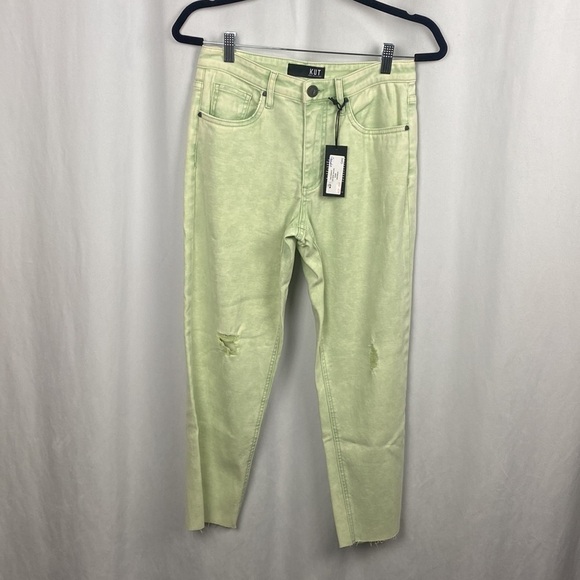 Kut From The Kloth Pastel Green Acid Wash Rachel Mom Jeans - NWT - Size 4 - Picture 3 of 15